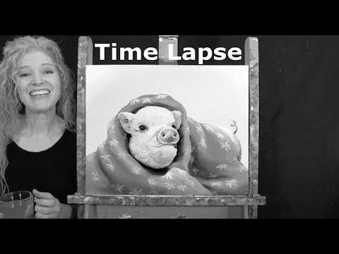 TIME LAPSE – Learn Easy methods to Paint "PIG IN A BLANKET" with Acrylic Paint- Step by Step Video Tutorial